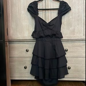 MAJORELLE Black Ruffle Summer Nights Mini Dress